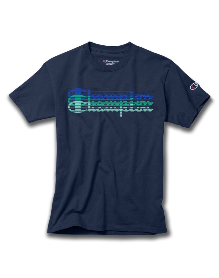 Champion Cotton Triple Split Script Logo Kiz Çocuk Tişört Lacivert ( TPIUHR056 )